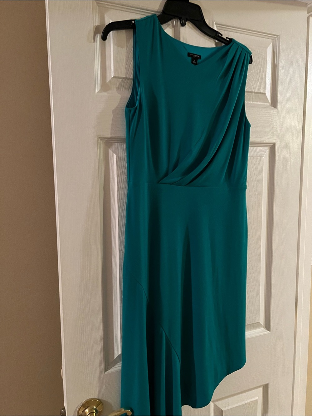 Ann Taylor One-Shoulder Teal Draped Midi Dress
